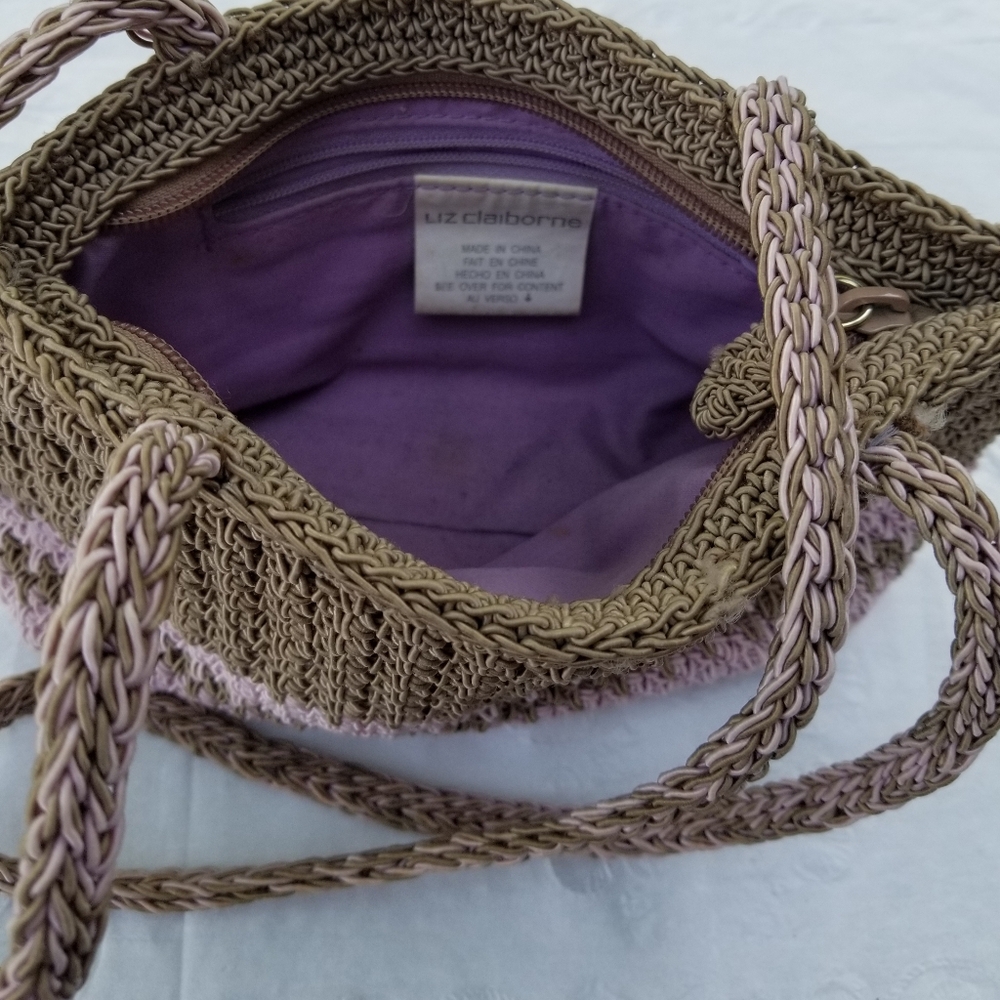 Liz Claiborne Brown and Lavender Woven Bag - Picture 9 of 12